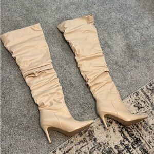PLT nude thigh high boots size 10